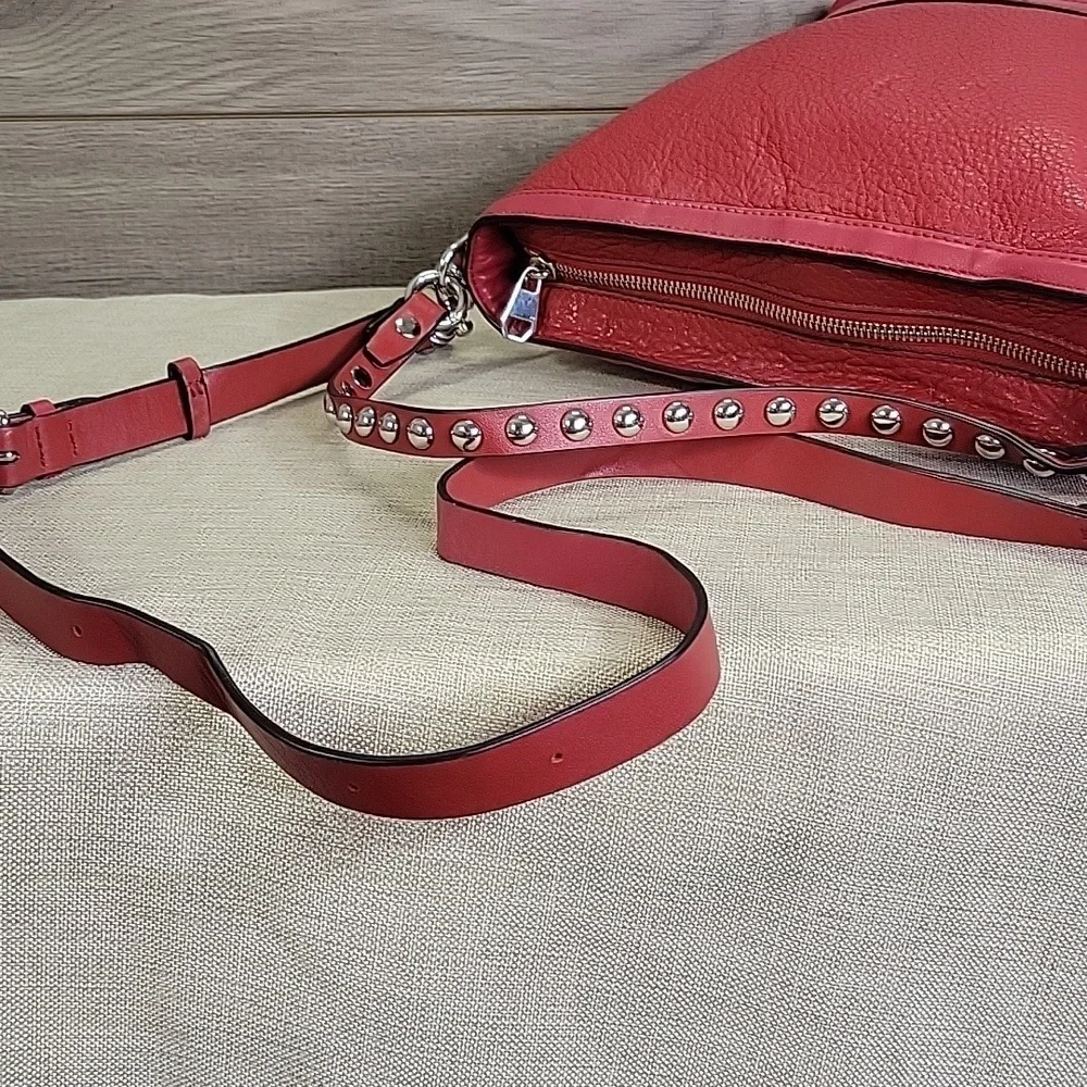 Rebecca Minkoff Blythe Red Studded Leather Shoulder Bag Purse Handbag